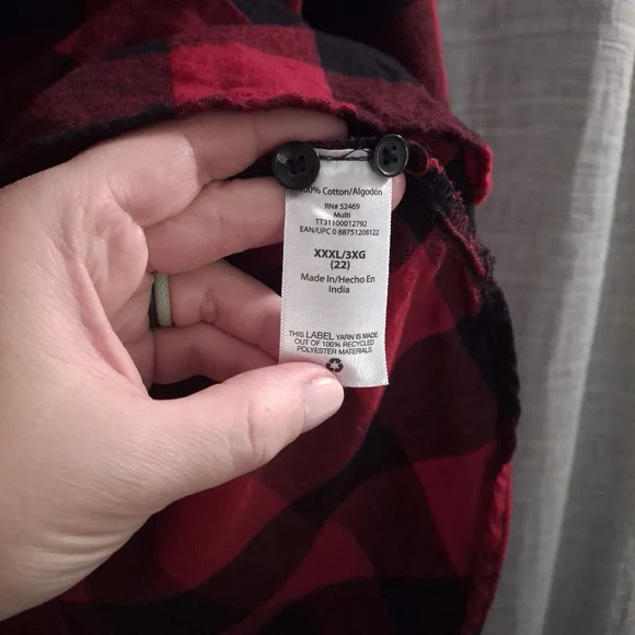 Time and Tru Blk/Red Buffalo Plaid Flannel-Size XXXL - Picture 4 of 6